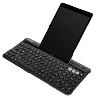 Multi-Device Bluetooth® Antimicrobial Keyboard with Tablet/Phone Cradle