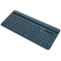 Multi-Device Bluetooth® Antimicrobial Keyboard with Tablet/Phone Cradle (Blue)