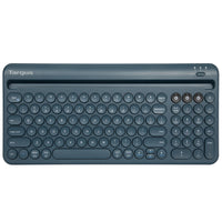 Multi-Device Bluetooth® Antimicrobial Keyboard with Tablet/Phone Cradle (Blue)