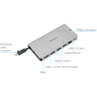 USB-C DP Alt Mode Single Video 4K HDMI Docking Station with Card Reader, 100W PD Pass-Thru, and Removable USB-C Cable